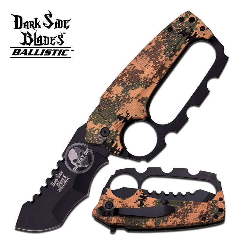 Dark Side Blades 5.25 Inches Desert Kunkle Handle Spring Assisted Knife - Tophatter's Army Products & Self Defense Collectible Weapons - Tophatter Daily Deals